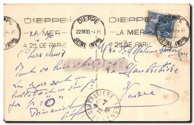 Dieppe - A Entrada do Porto - Chegada do Navio de Newhaven - LL. — Verso