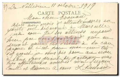 Bilhete postal antigo La Mothe St Heraye Castelo de Ville Dieu — Verso