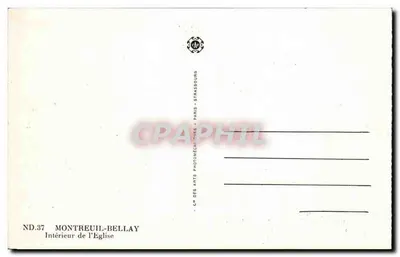 Interior of the Church — Montreuil-Bellay — Modern Postcard by Des Arts Photomécaniques, Paris-Strasbourg, ND.37 — Back