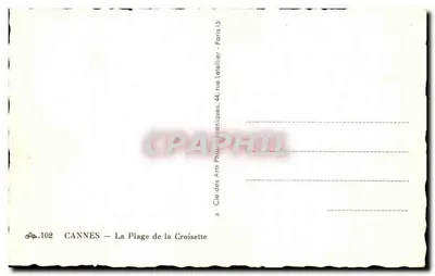 Cannes — La Plage de la Croisette — Hotel Carlton — Editore: Cie des Arts Pharmaceutiques, Parigi — Verso