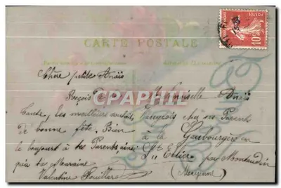 Kwiaty — Bons Baisers — Kartka pocztowa wydana przez Compagnie des Postes et Télégraphes — Rewers