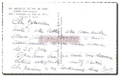 Zbiory winorośli w Clos de l'Echo — Chinon (Indre-et-Loire) — Wydawnictwo Valoire, nr 3.051 — Rewers