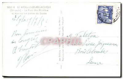 Le Moulleau-Arcachon — Park Abatilles i widok na kanały basenu — Wydawnictwo Art, Paryż — Rewers