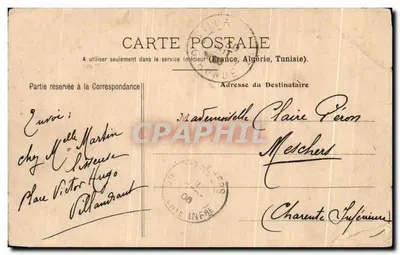 Bilhete postal antigo Vista do Castelo d'Arches em Sauternes com Crianças — Verso