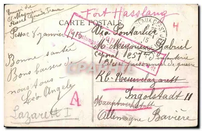 Bilhete postal antigo Castelo de Pape Clement, Pessac — Verso