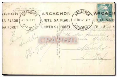 Arcachon — Plaża i port — Wydawnictwo Renault-Bescaud, Bordeaux — Rewers