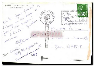 Bordeaux — Gare Saint-Jean — Éditions LA CIGOGNE — Verso