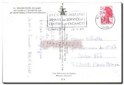 8.- MAUBUISSON (Gironde) — położona na południowym końcu dużego jeziora Hourtin-et-Carcans — wydawca UFCV — Rewers