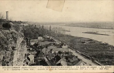 Bilhete postal antigo Rochecorbon Les Basses Rivieres la Loire en amont La falaise