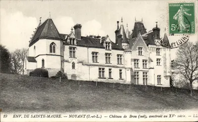 Vintage Postcard View of Sainte-Maure — Noyant (Loire-Atlantique) — Castle of Brou (south), built in the 15th century