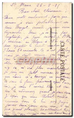 Stara pocztówka Saint Maure Zamok — Rewers