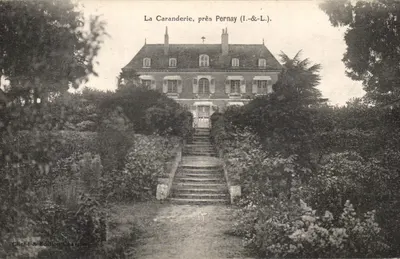 La Caranderie, blisko Pernay (I.-&-L.) — Zamek z schodami i ogródkiem — Cliché & Wydawnictwo Chevriat