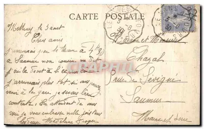 Bilhete postal antigo Châteu de la Ribellerie, Mettray — Verso