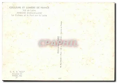 Amboise — Castelo e Ponte sobre a Loire — Edições Paris — Verso