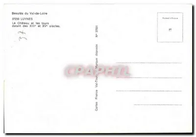 Zamek Luynes — Wieże z XIII i XV wieku — Karty Val-de-Loire, nr 37031 — Rewers