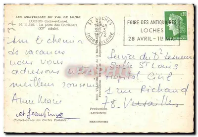 Drzwi Cordeliers — Loches (Indre-et-Loire) — Édit. Valoire, n° 11.316 — Rewers