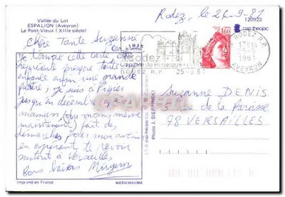 O Ponte Velha — Espalion (Aveyron) — Foto J. Siepinski — Verso