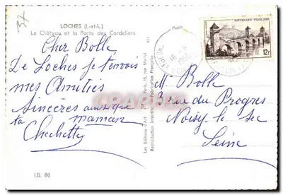 Loches (Loire-et-Loire) — O Castelo e a Porta dos Cordeliers — Les Éditions d'Art — Verso