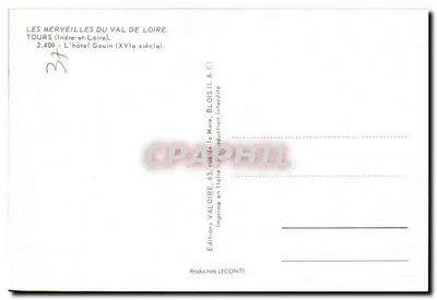 Tours — O hotel Gouin (século XV) — Éditions Valoire, n° 2.406 — Verso