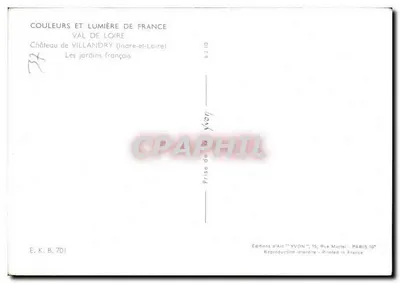 Château de Villandry — Les jardins français — Éditions d'Art YVON — Verso