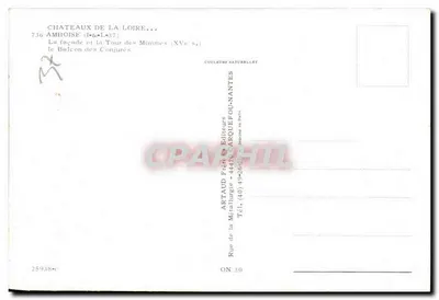 Castelos da Loire — A fachada e a Torre dos Mínimos (século XV) — Artaud Frères Éditeurs — Verso