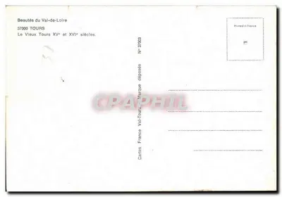 O Velho Tours — Séculos XV e XVI — Cartas do Val-de-Loire, N° 37003 — Verso