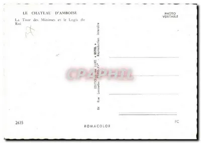 Castelo de Amboise — Torre dos Mínimos e o Logis do Rei — Editor Estel, n° 2635 — Verso