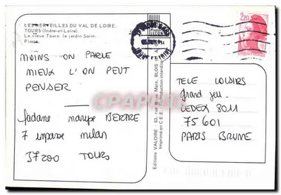 O velho Tours: o jardim Saint-Pierre — Edições VALOIRE, número de série não visível — Verso