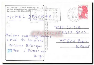 Tours - O Ponte Wilson — editor ASTAUD Frères, n° 161 — Verso