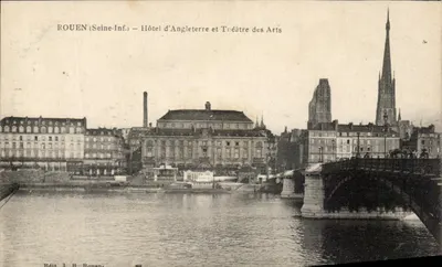 Rouen (Seine-Inf.) — Hotel d'Angleterre e Teatro das Artes — Edit. J. B. Ronan