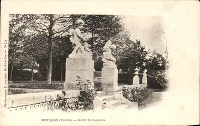 Bilhete postal antigo Montaigu Jardim de Lignières