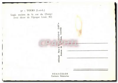Tours (I.-et-L.) — Starsze mieszkania ulicy du Change — dekor Louisa XI — Wydawnictwo Gaby, Nantes — Rewers