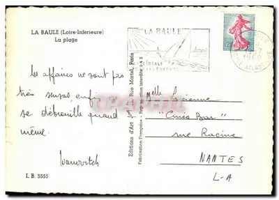La Baule — A praia — Edições d'Art Française, n° I.B. 5555 — Verso