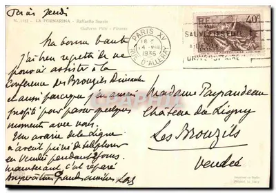 La Fornarina — Raffaello Sanzio — Galeria Pitti, Florenca — Nr 1133 — Rewers