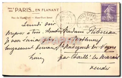 Paris. Caminhando — Rue du Haut-Pavé — Edição Y. V. Paris — Verso