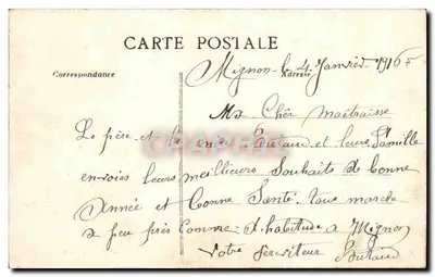 Bilhete postal antigo Chantonnay A Entrada — Verso