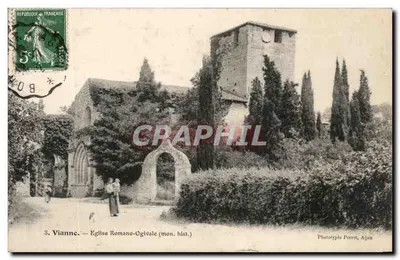 Vianne — Igreja Romano-Ogival (monumento histórico) — Fototipia Perret, Agen