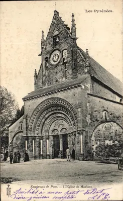 A Igreja de Morlaas — Arredores de Pau — Os Pirineus. Editor: P.G. (nº 222)