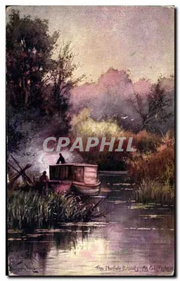 The Norfolk Broads: Um Pescador de Lampreias — Tuck's Post Card