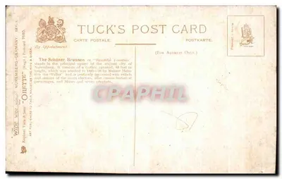 Nürnberg Schöner Brunnen — Nuremberg — Tuck's Post Card, seria 7590 — Rewers