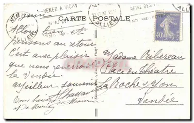 Vichy — Dans les Grands Parcs (Paysage) — Ideal, n° 540 — Verso