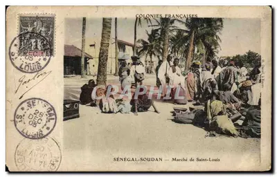 Bilhete postal antigo Senegal Soudan Marche de Saint Louis Mali