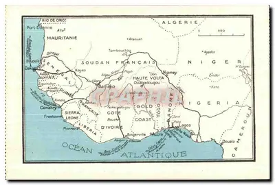 KARTA W 2 Skrzydle Stara pocztówka Brzegi Nigeru Sudan Francuski — Rewers