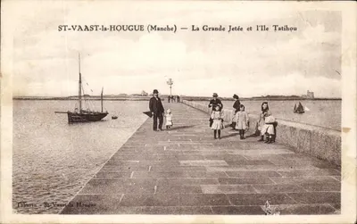 St-Vaast-la-Hougue (Manche) — A Grande Dique e a Ilha Tatihou — Tâbarin