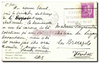 Infanta Doña María Teresa d'Austria — Ritratto di Velázquez — Editore Eliotipia Roberto Righi, Milano — Verso