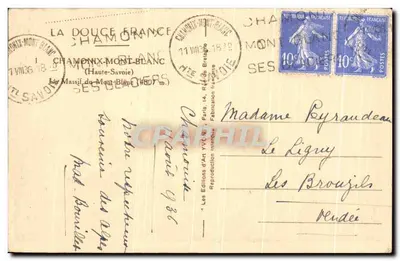 Chamonix-Mont-Blanc — Le Massif du Mont-Blanc (4807 m) — Les Éditions d'Art YVC (république française) — Verso