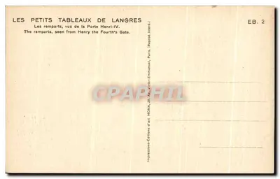 Zamki Langres — widok z Porty Henri-IV — wydawca MONA, seria EB.2 — Rewers