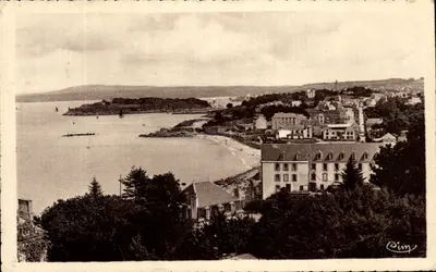 Bilhete postal antigo Treboul Vista Panorâmica de Treboul e Douarnenez