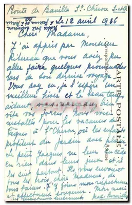 Bilhete postal antigo St Cheron Le Marais Par Le Vieux Moulin — Verso