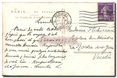 Grób Nieznanego Żołnierza — Paryż — wydawca Wog, nr 33 — Rewers